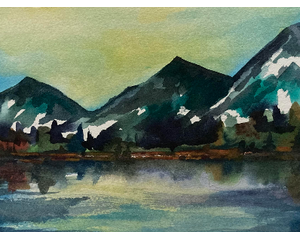 "Mountain Lake" Landscape Original Chris Wakefield Watercolor Painting 